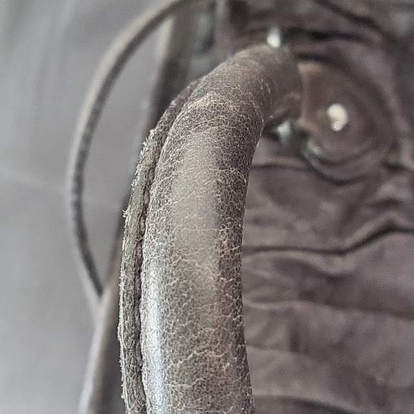 MIU MIU grey brown leather shoulder bag with handles and should strap - Picture 6 of 9